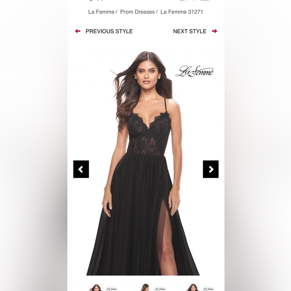 La Femme Black Lace Bodice Evening Dress- SIZE 6 WORN ONCE
